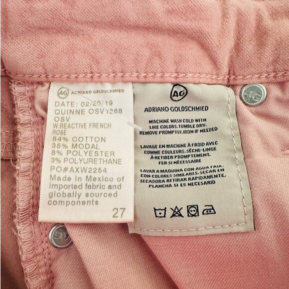 AG Adriano Goldschmied Size 27 Women's The Quinne High Rise Flare Pink Jeans - Picture 7 of 7